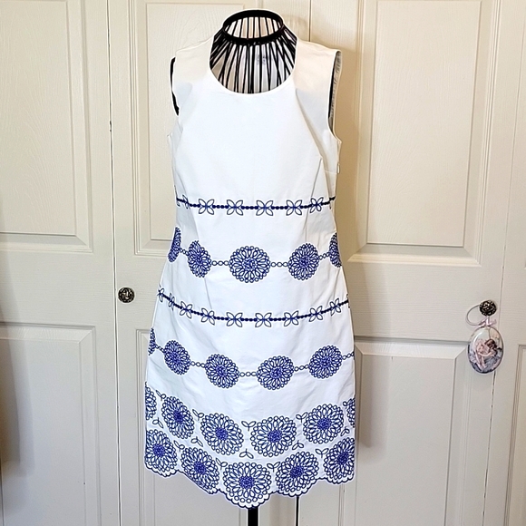 Boden Blue and White Halter Sheath Dress - Picture 1 of 9